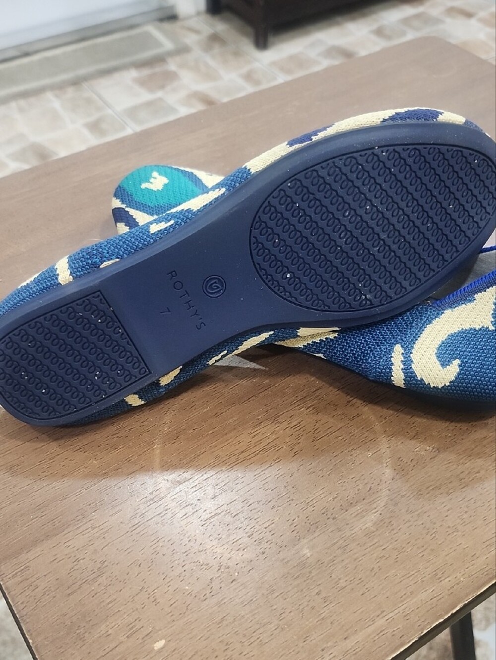 Rothy's Blue, Teal & Cream Knit Pointelle Flats - Picture 7 of 8